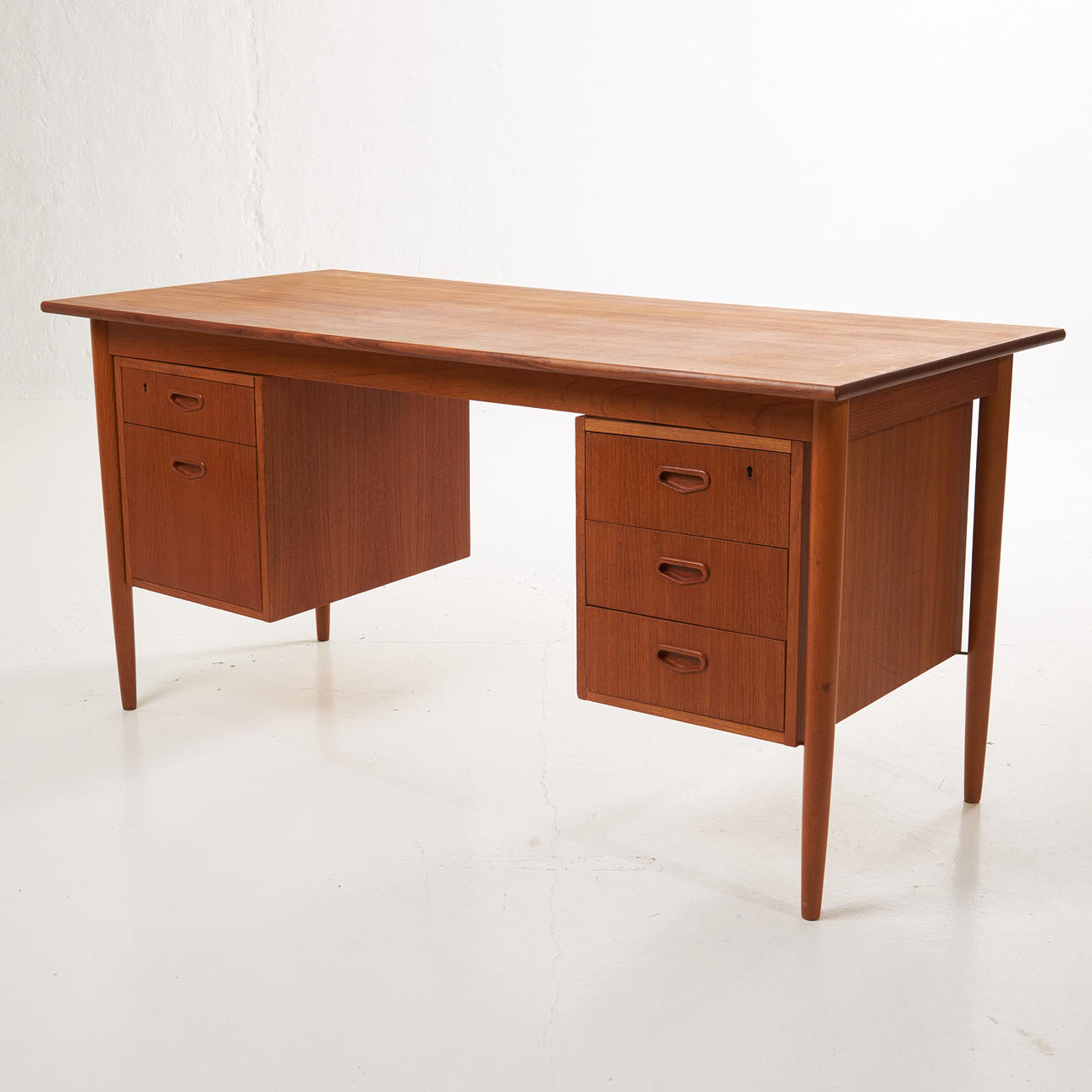 DESK, 1960s, Denmark, teak veneer, beech legs. Furniture - Tables ...