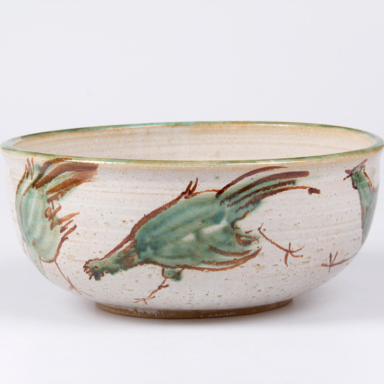 SKÅL, keramik, motiv av höns, Lena Welander.