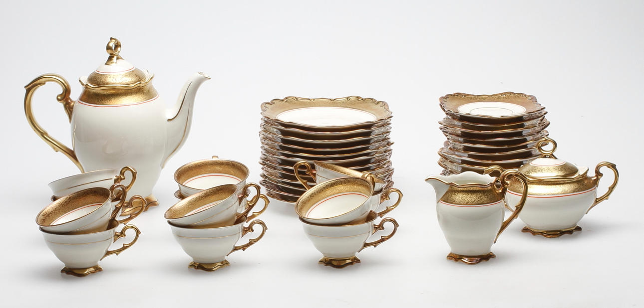 KAFFESERVIS, 27 delar, porslin, Koenigszelt, Tyskland.