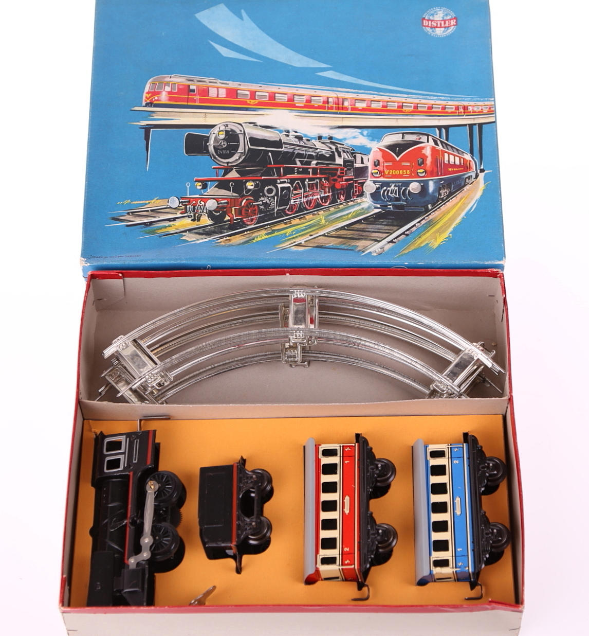 LEKSAKSTÅG, tågset med räls, plåt, Pistler, Västtyskland, 1975-1985.