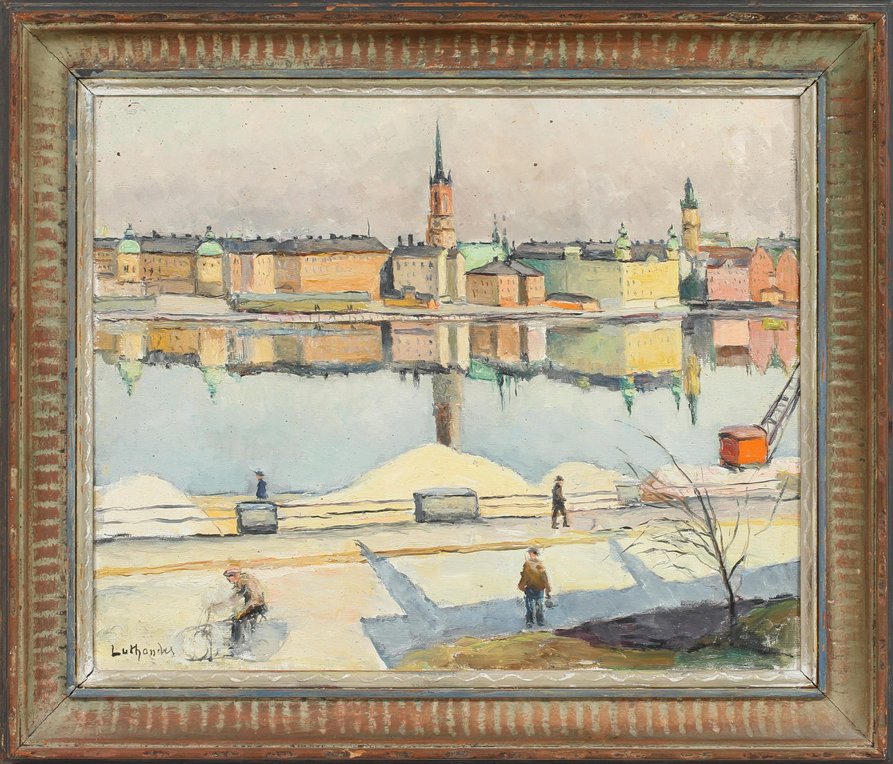 CARL LUTHANDER. Stockholmsvy, olja på duk, sign.