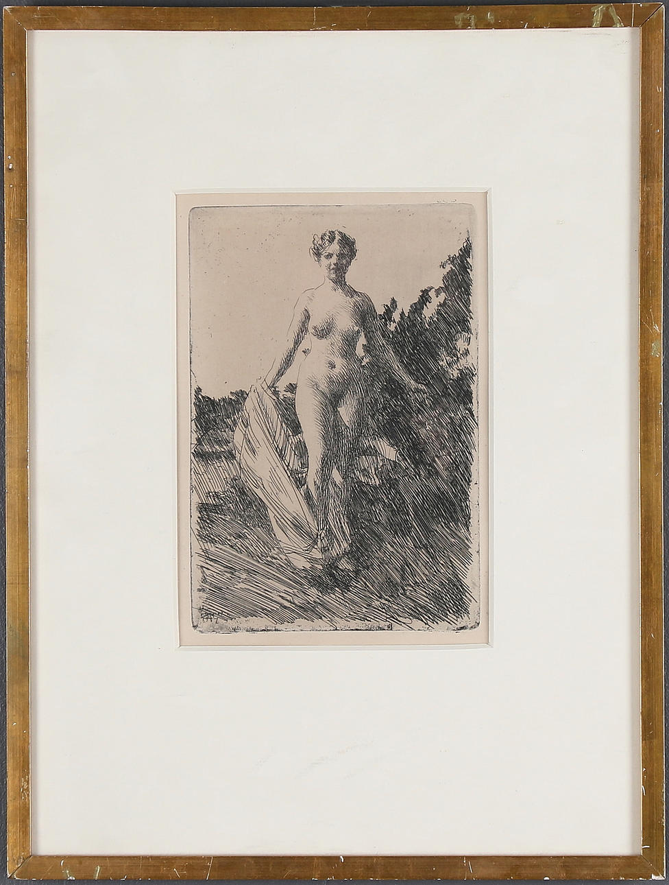 ANDERS ZORN. "Sommar", etsning, monogramsignerad och daterad 1907 i trycket.