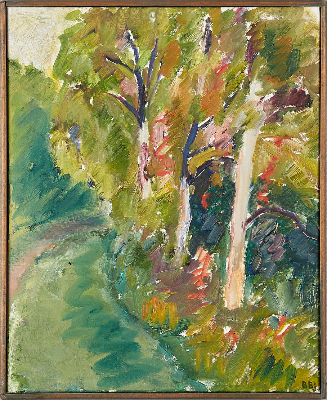 BENTE  BJERREGAARD. "Tree", monogram signed BBj, oil on canvas.