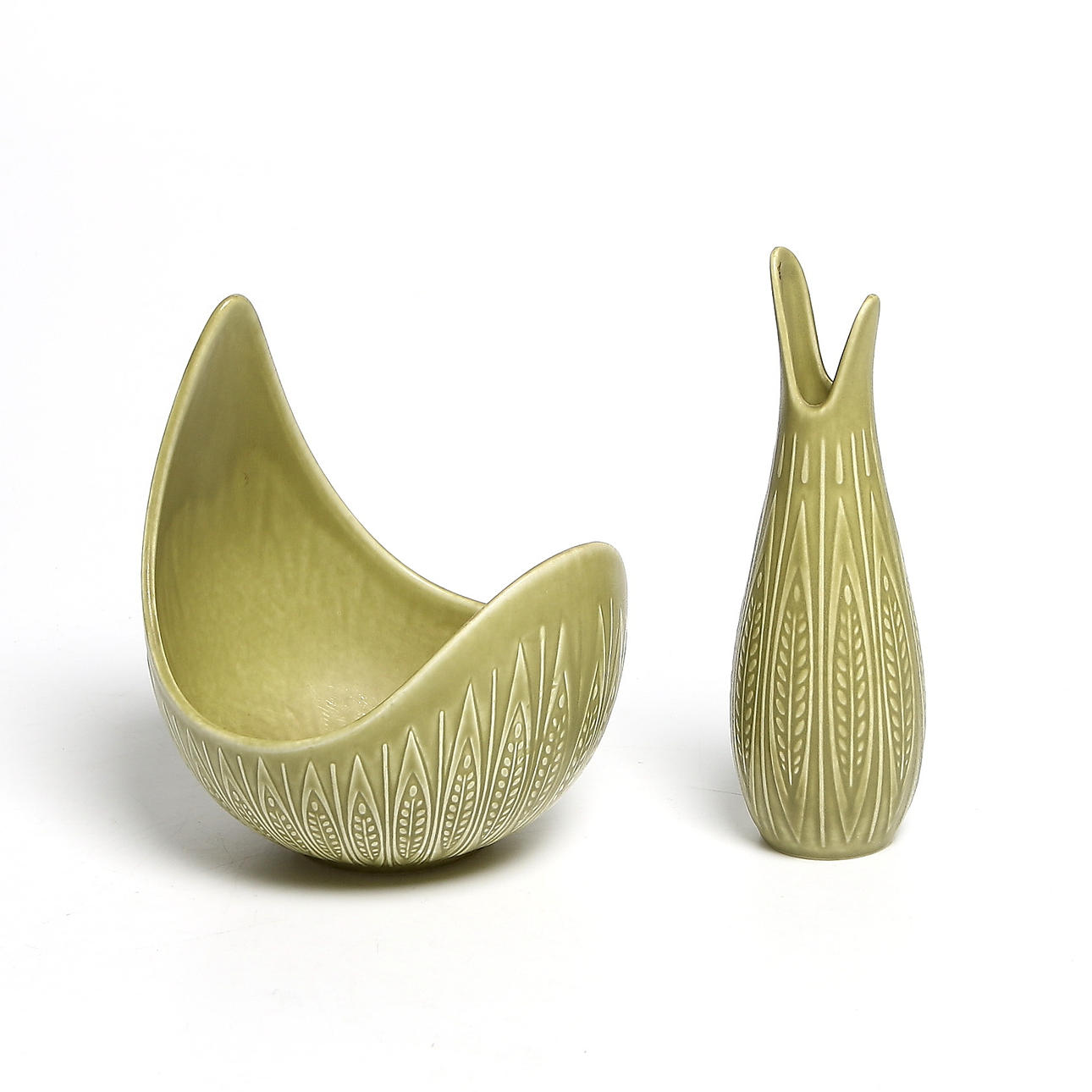 SKÅL samt VAS, stengods, "Rialto", Gunnar Nylund, Rörstrand.