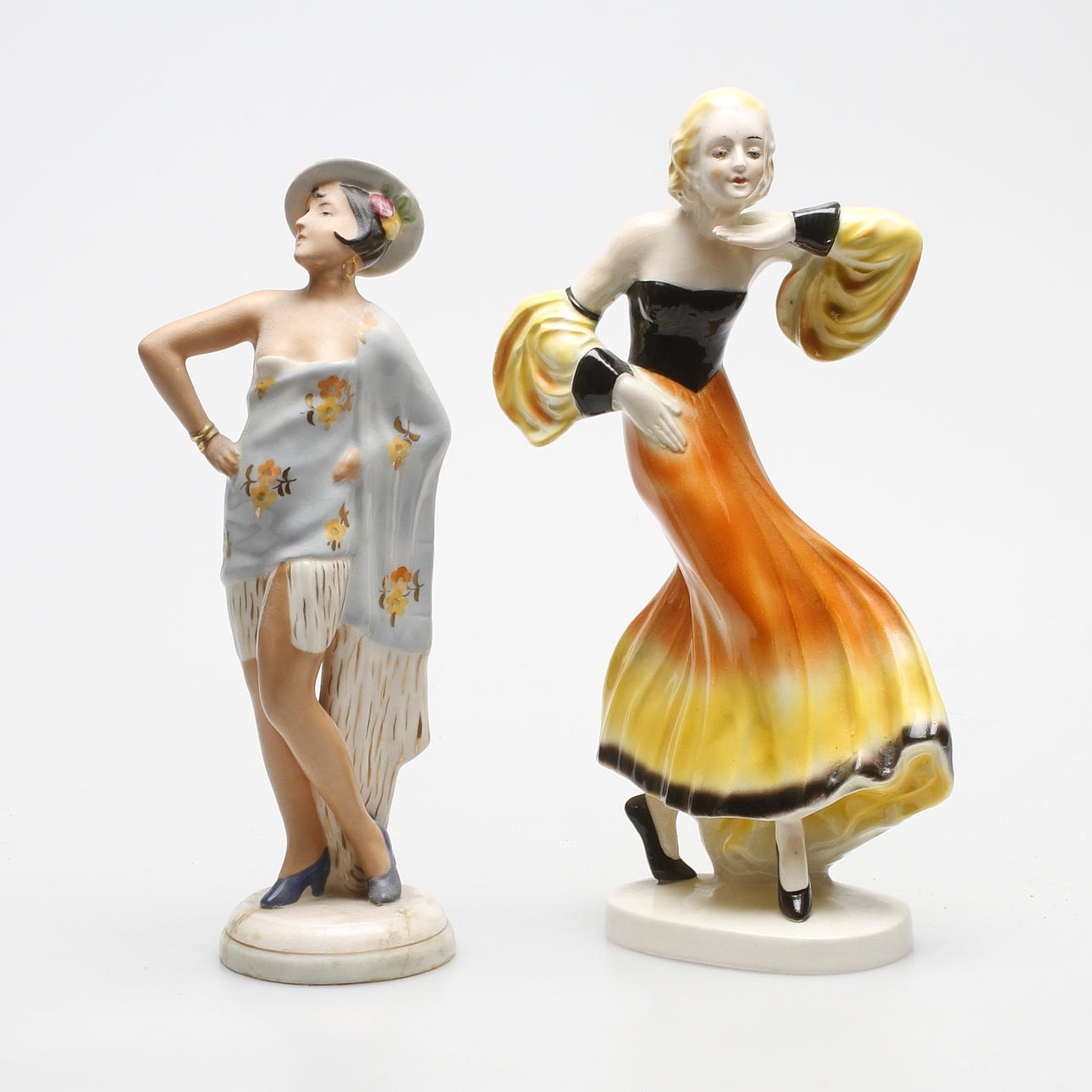 FIGURINER, 2 st, flintgods, Art deco, Tyskland och Tjeckoslovakien, 1900-talets första hälft.