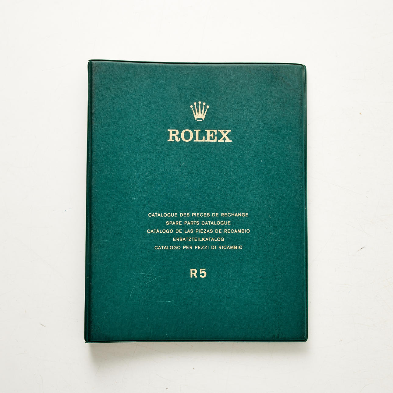 ROLEX, catálogo de repuestos, R5, cubierta de plástico verde.
