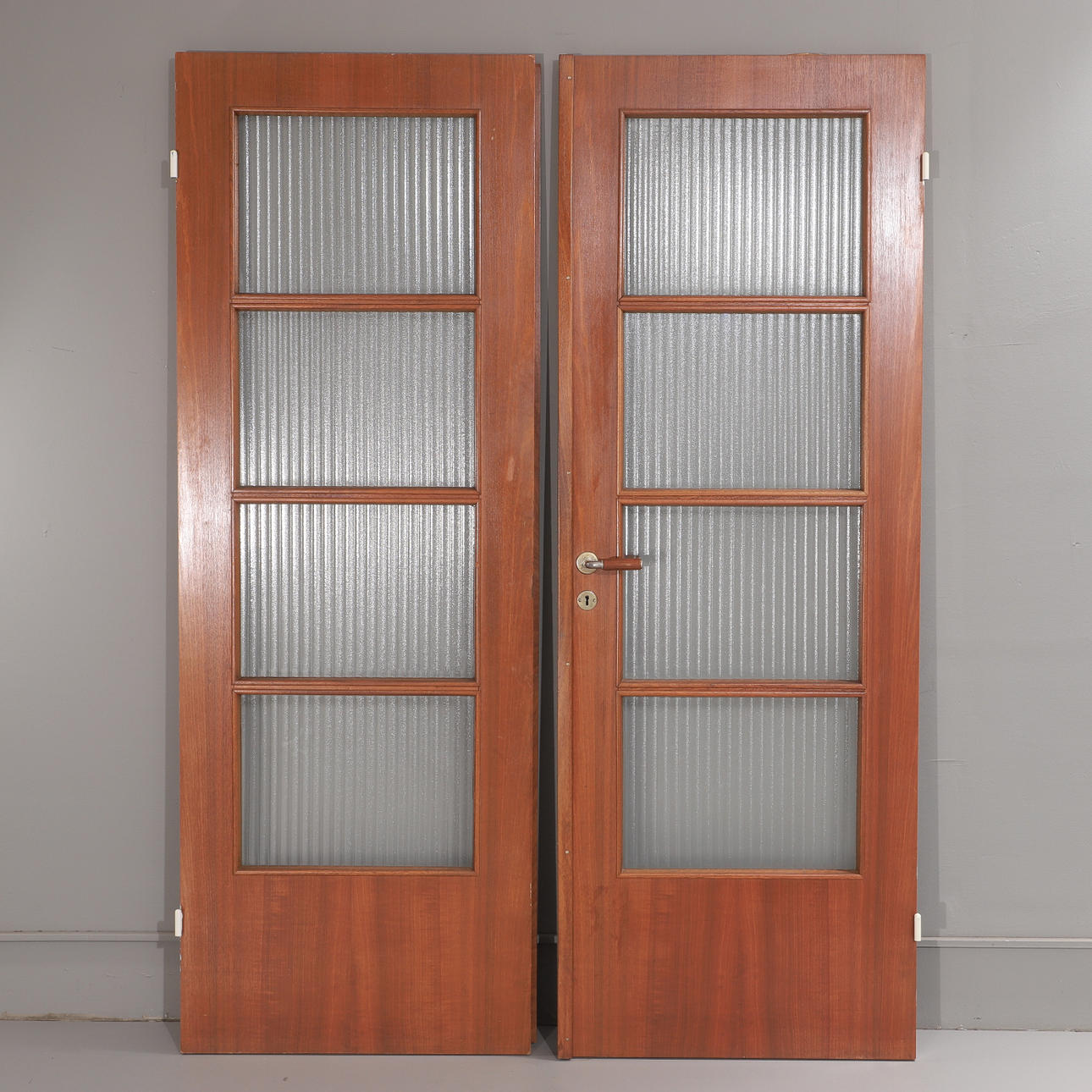 DUBBELDÖRRAR, teak/glas, 1900-talets mitt.