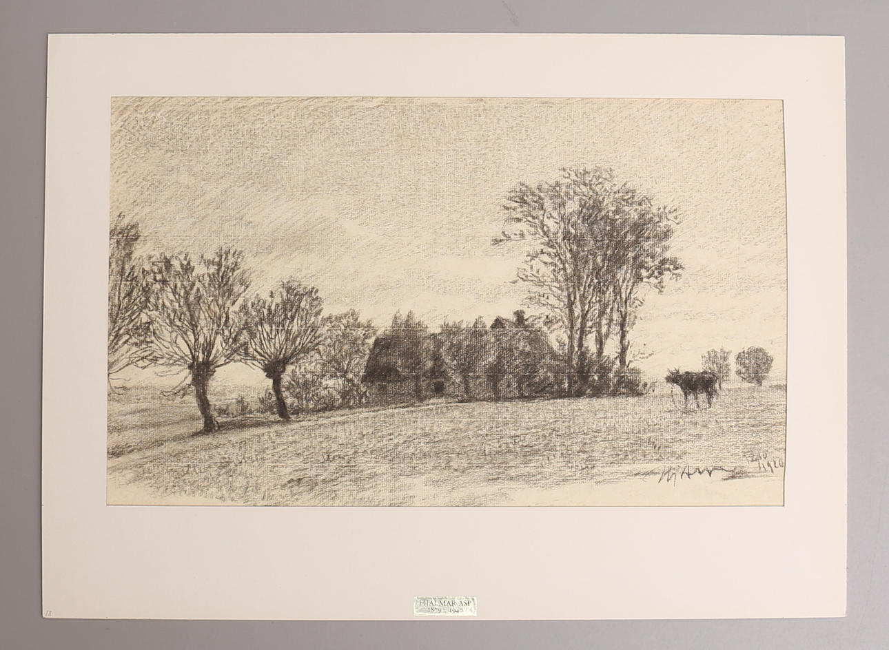 HJALMAR ASP. Scanian countryside. Chalk, signed and dated 1920. Art ...