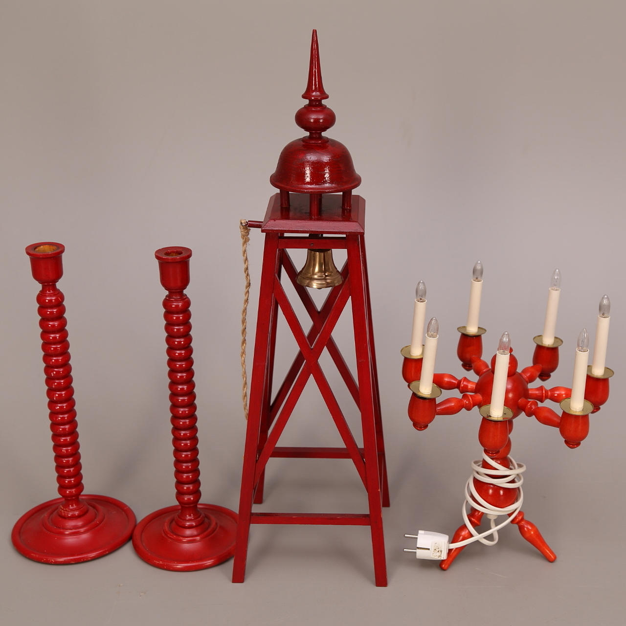 JULSAKER, 4 delar, trä/röda.