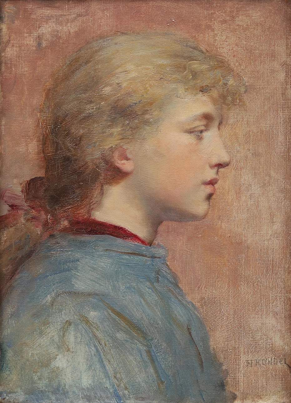 HENRI RONDEL (FRANKRIKE 1857-1919). Portrait of a young woman, oil on ...