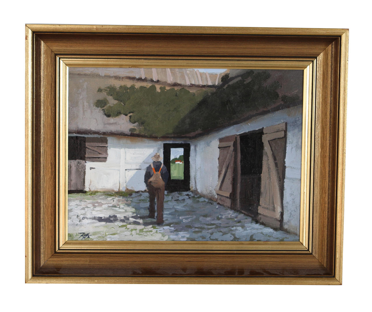 ROALD HANSEN. Gårdsmotiv, olja på duk, signerad.