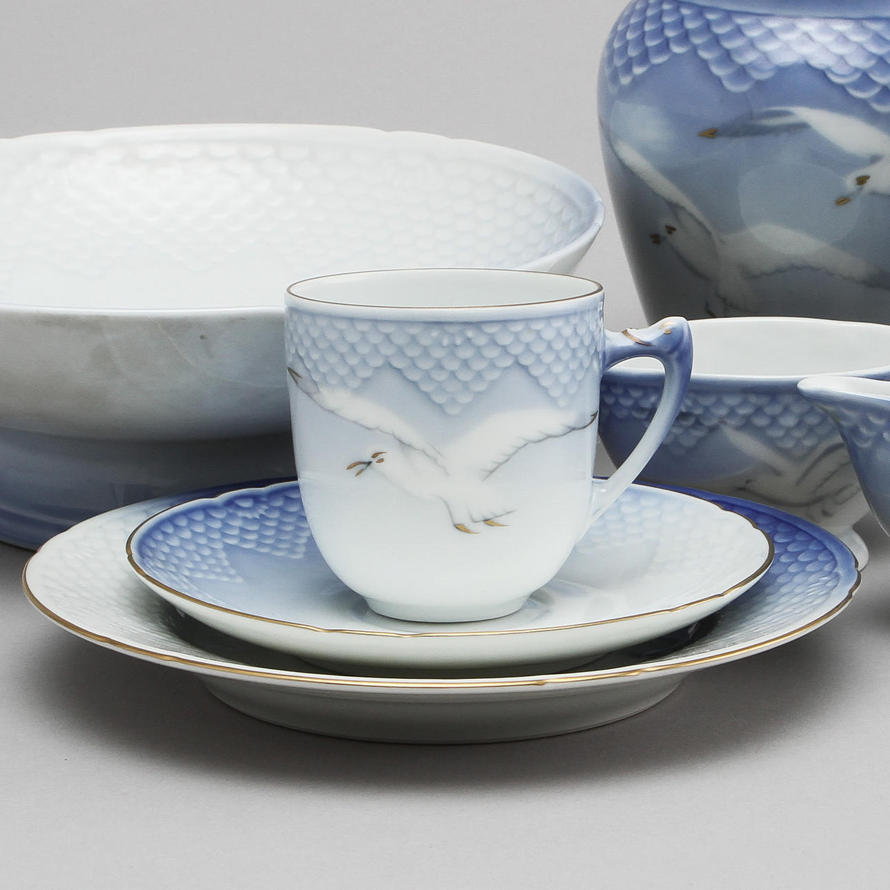 KAFFESERVIS, 29 delar, porslin, "blå måsen", Bing o Gröndahl.