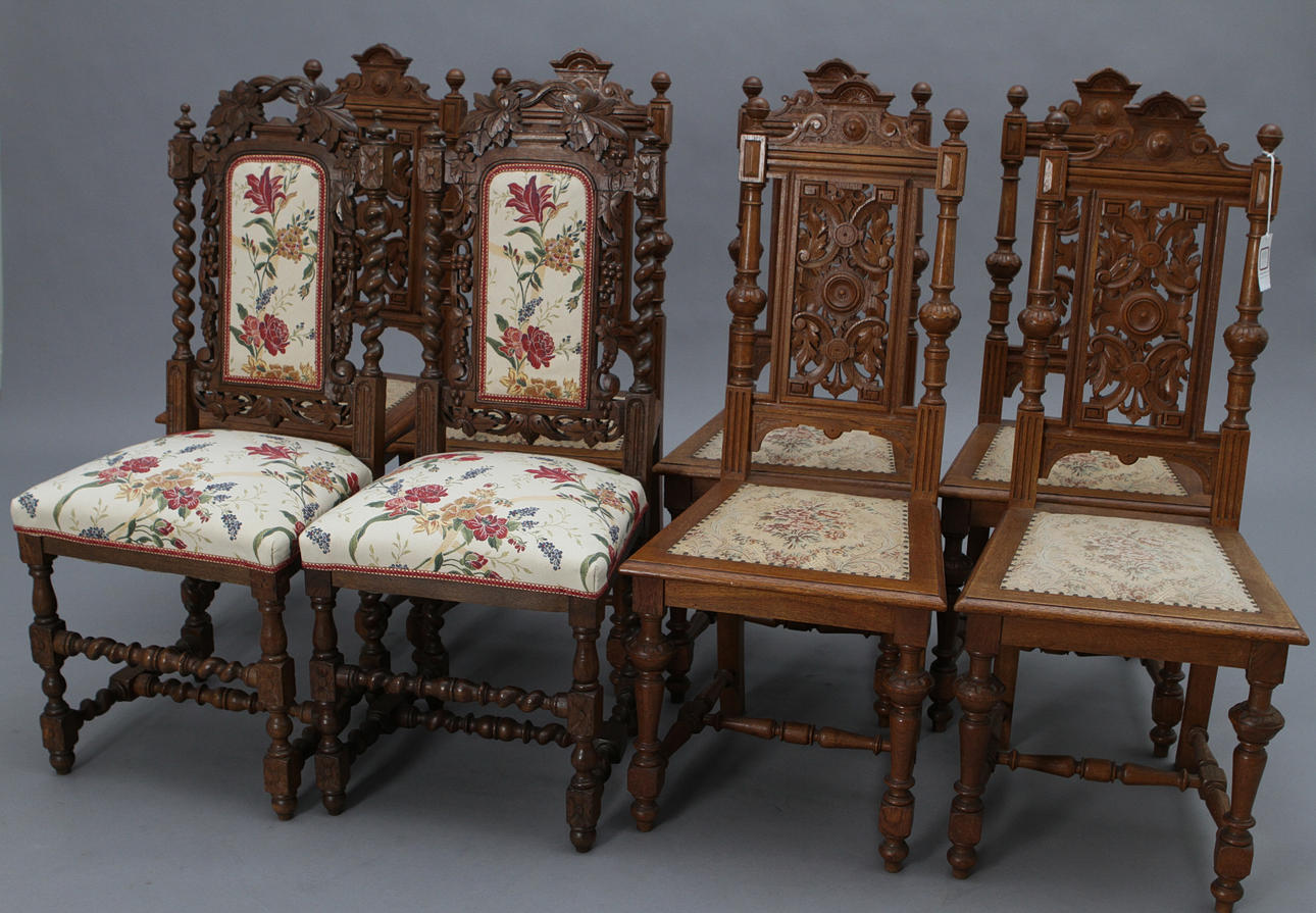 MATSALSMÖBEL, 9 delar, nyrenässansstil.