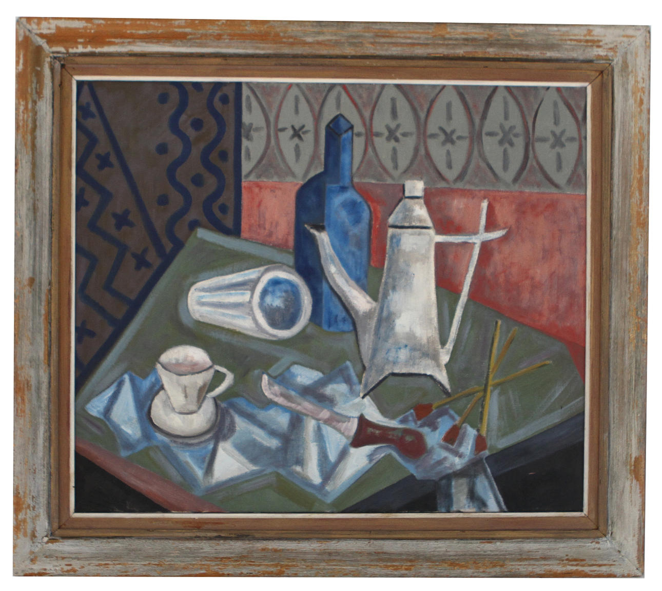 OKÄND KONSTNÄR. Olja på duk, stilleben, signerad.