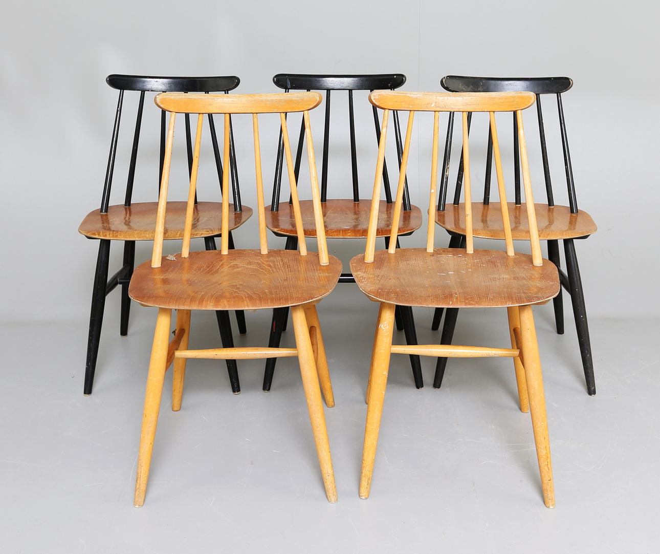 ILMARI TAPIOVAARA. Pinnstolar, Fanett, 5 st, teak.