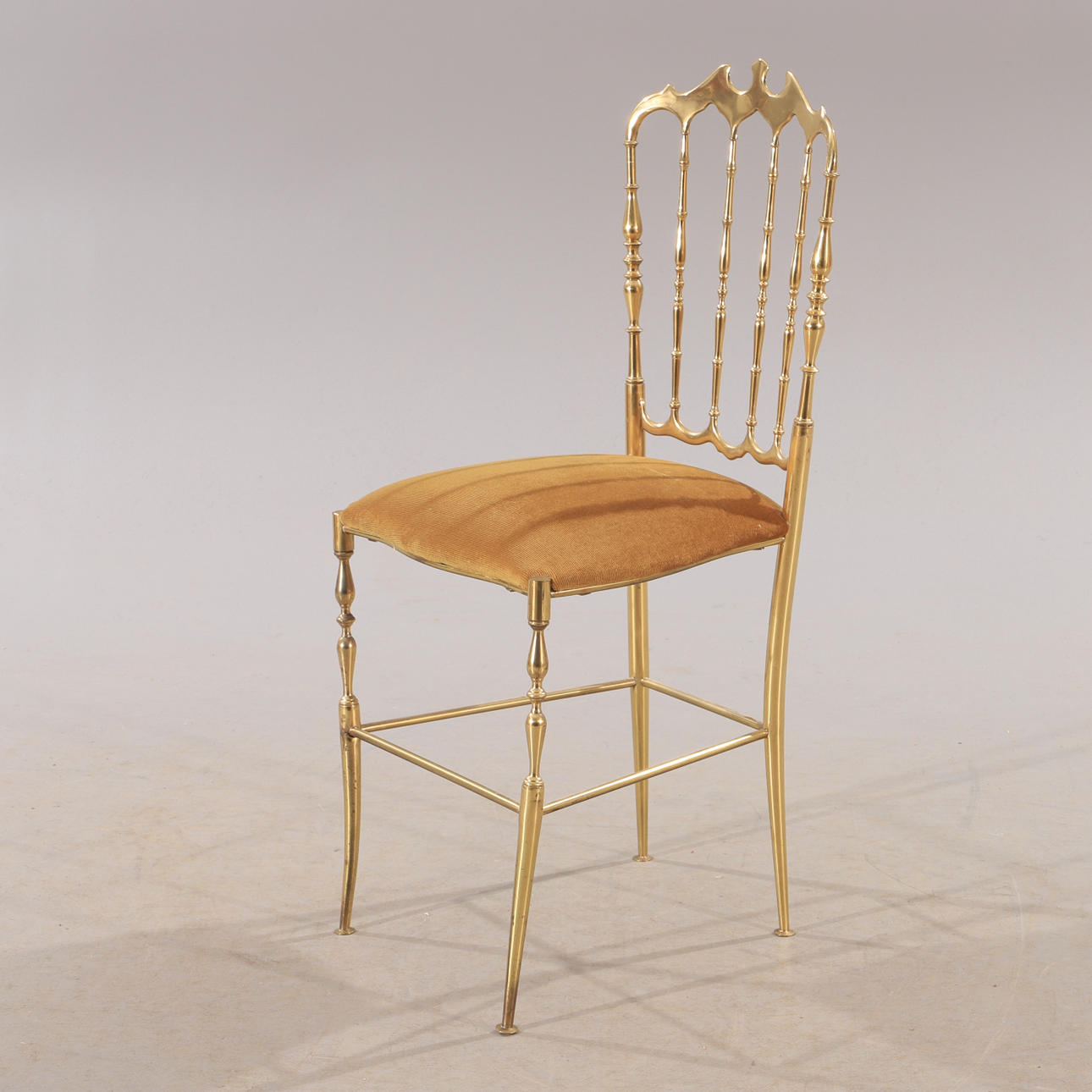 CHAIR, brass/plush, Chiavari model, Italy.