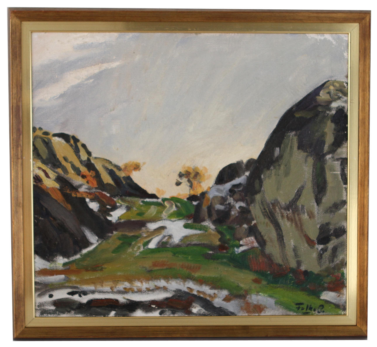 FOLKE PERSSON. Olja på duk, landskap, signerad Folke P.