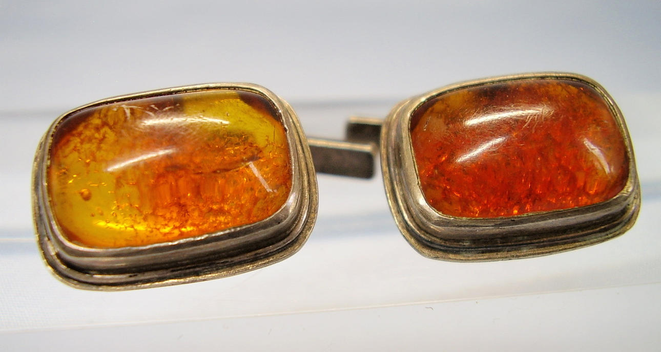 BERNSTEIN MANSCHETTENKNÖPFE ANTIK SILBER 800.