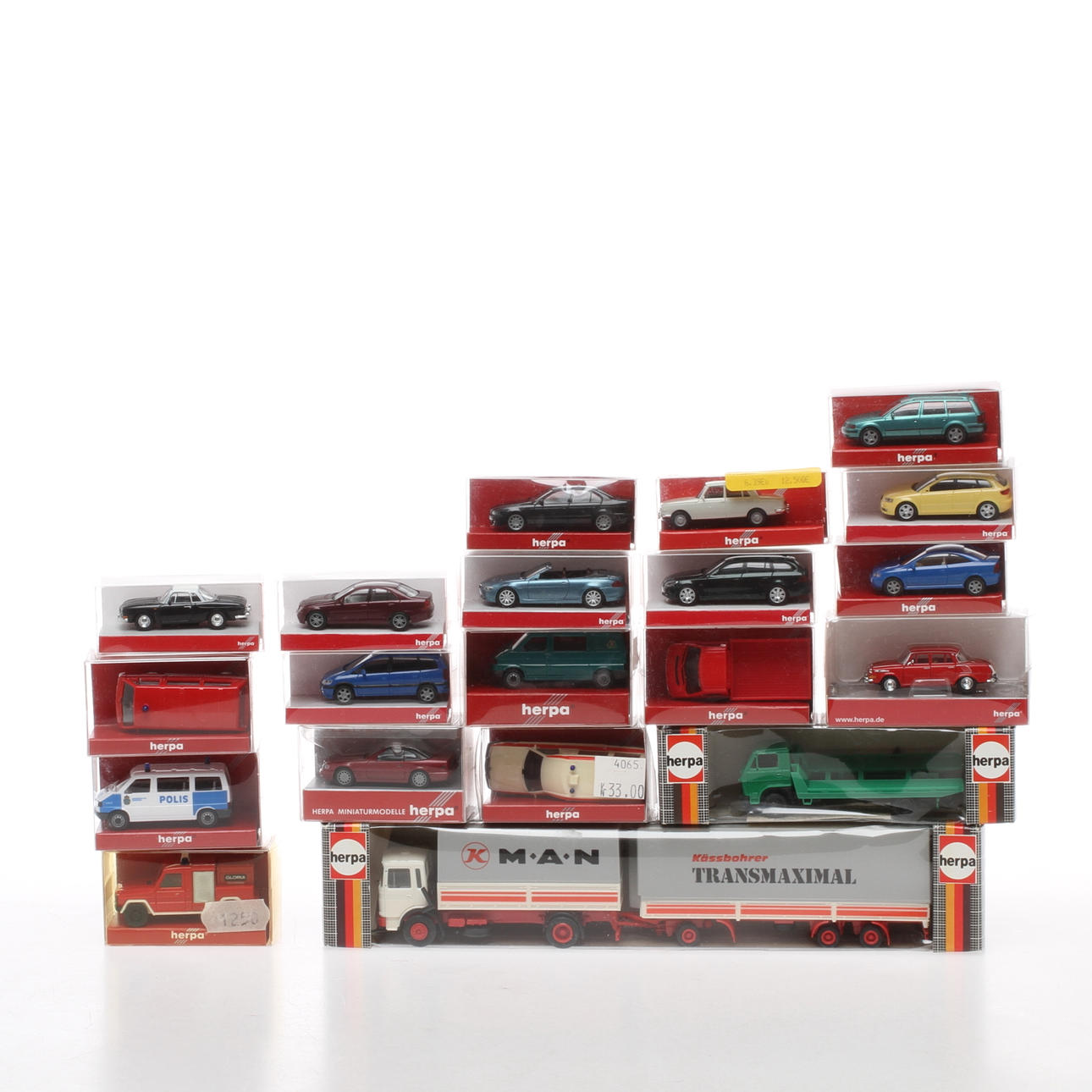 MODELLBILAR HERPA cirka 20 stycken originalkartonger.