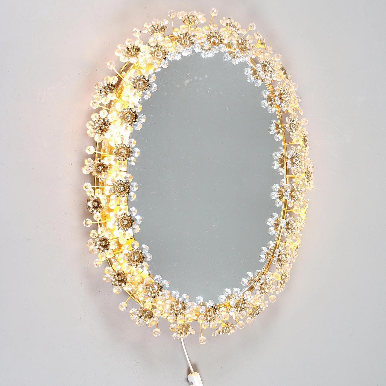 SPEGEL, swarowski-kristaller och mässing, PALWA, Tyskland. 1977.