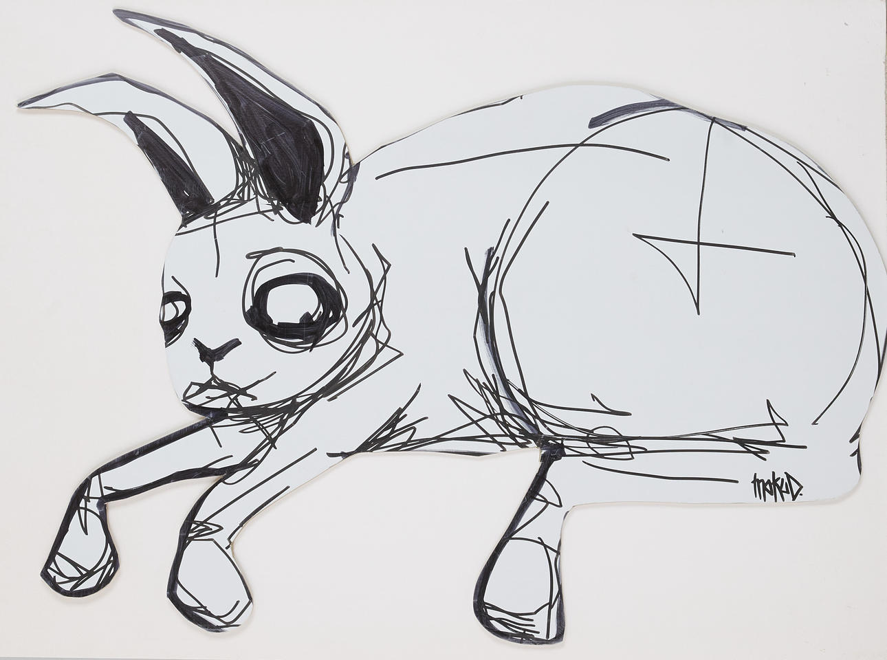 MOKUD. "Rat", ink on cell panel, signed.