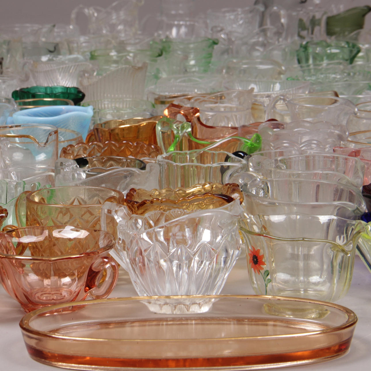 GRÄDDKANNOR, samt sockerskålar, 150st. Glas.