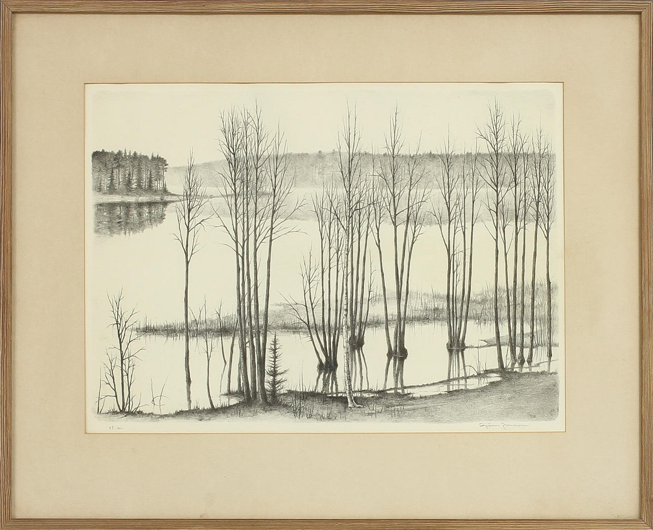 BJÖRN JONSSON. Sjölandskap, litografi, signerad och numrerad 93/310.