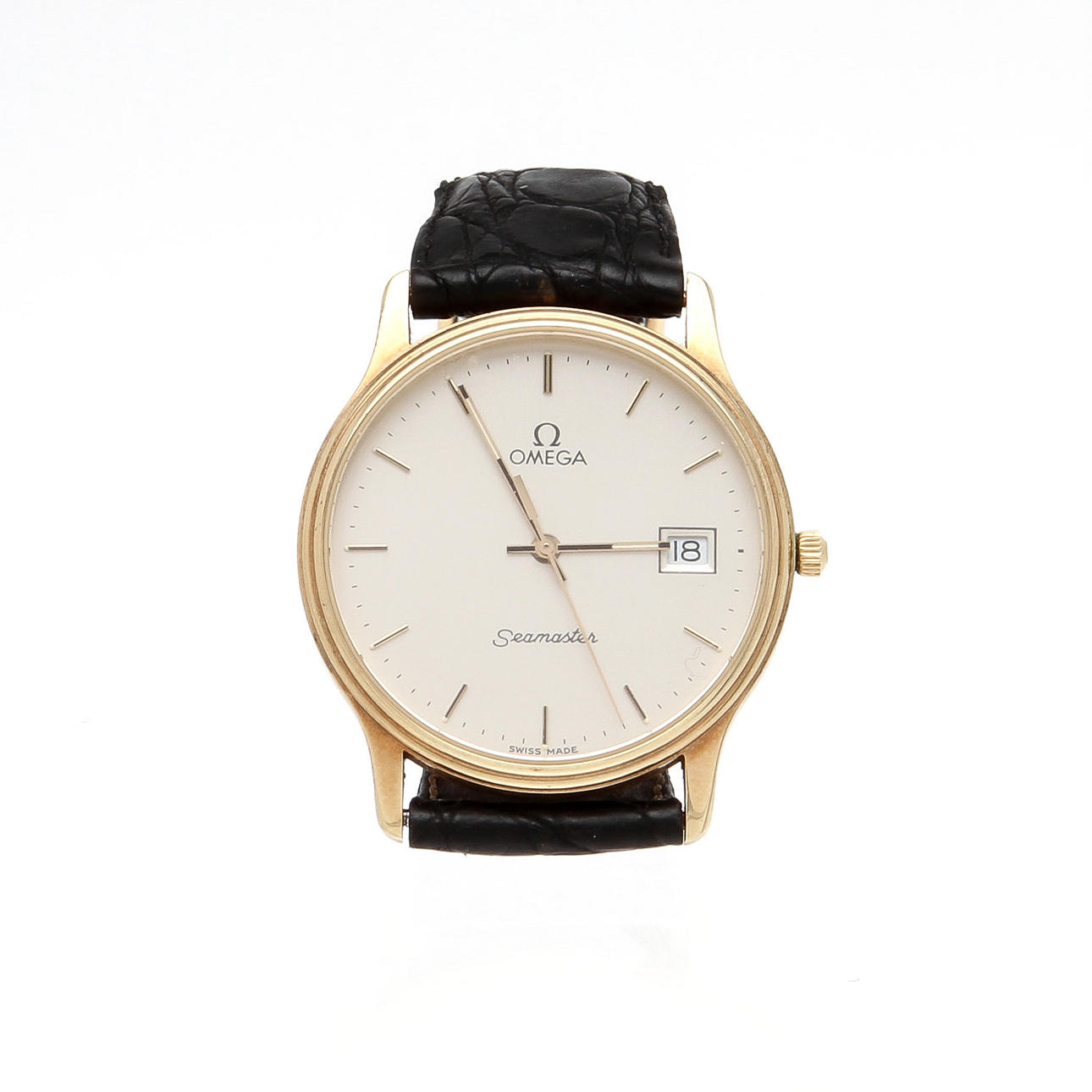 HERRARMBANDSUR, Omega Seamaster, 14k guld i ur.