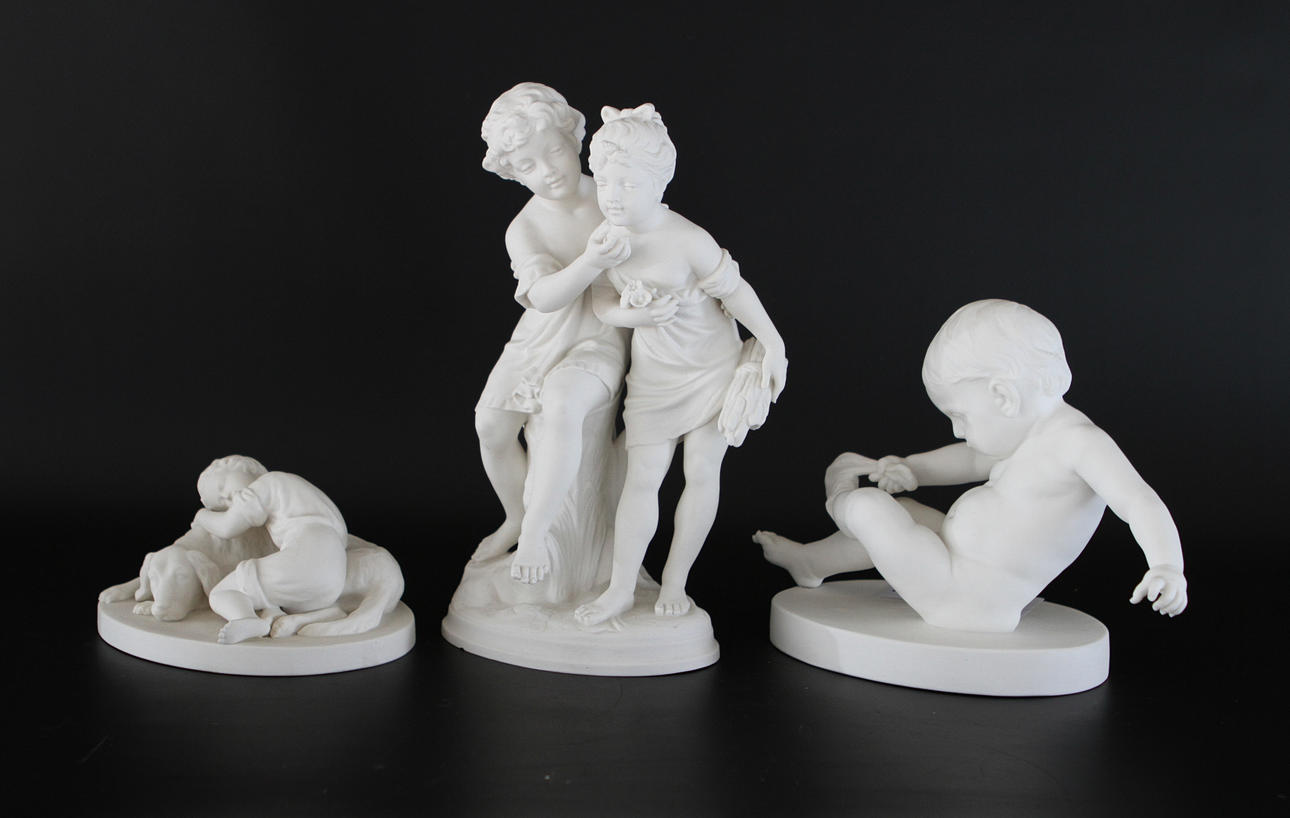 FIGURINER, 3 st. Parian, Gustavsberg.