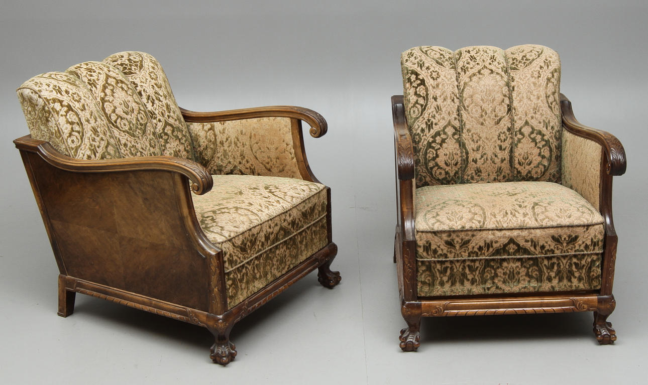 FÅTÖLJER, 1 par, chippendalestil, 1900-tal.