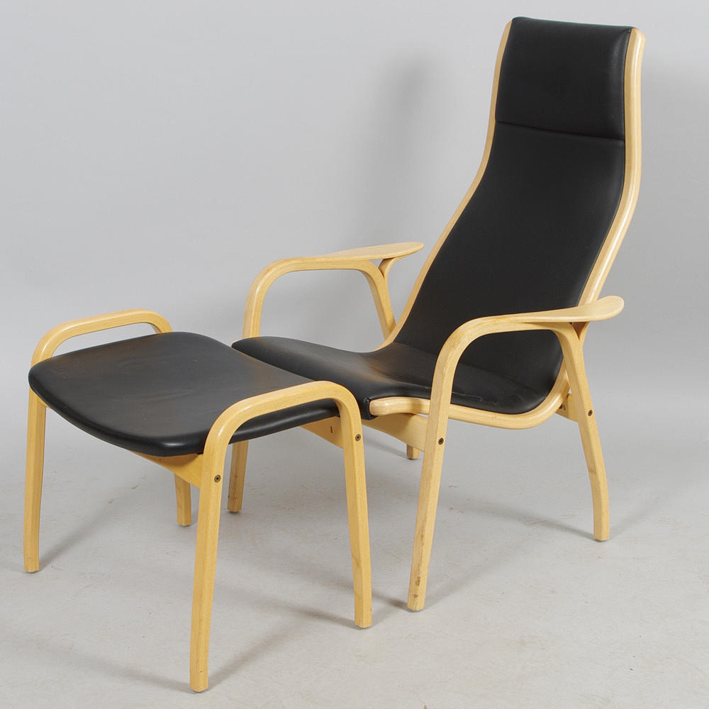 FÅTÖLJ MED FOTPALL, "Lamino", Yngve Ekström, Swedese.