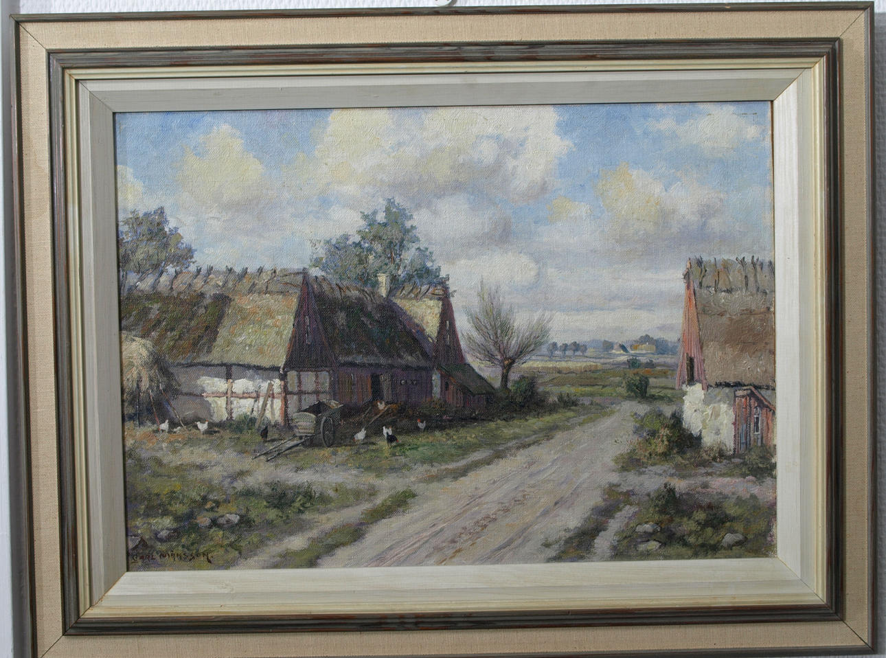 CARL MÅNSSON. Olja på pannå, Skånegård, signerad.