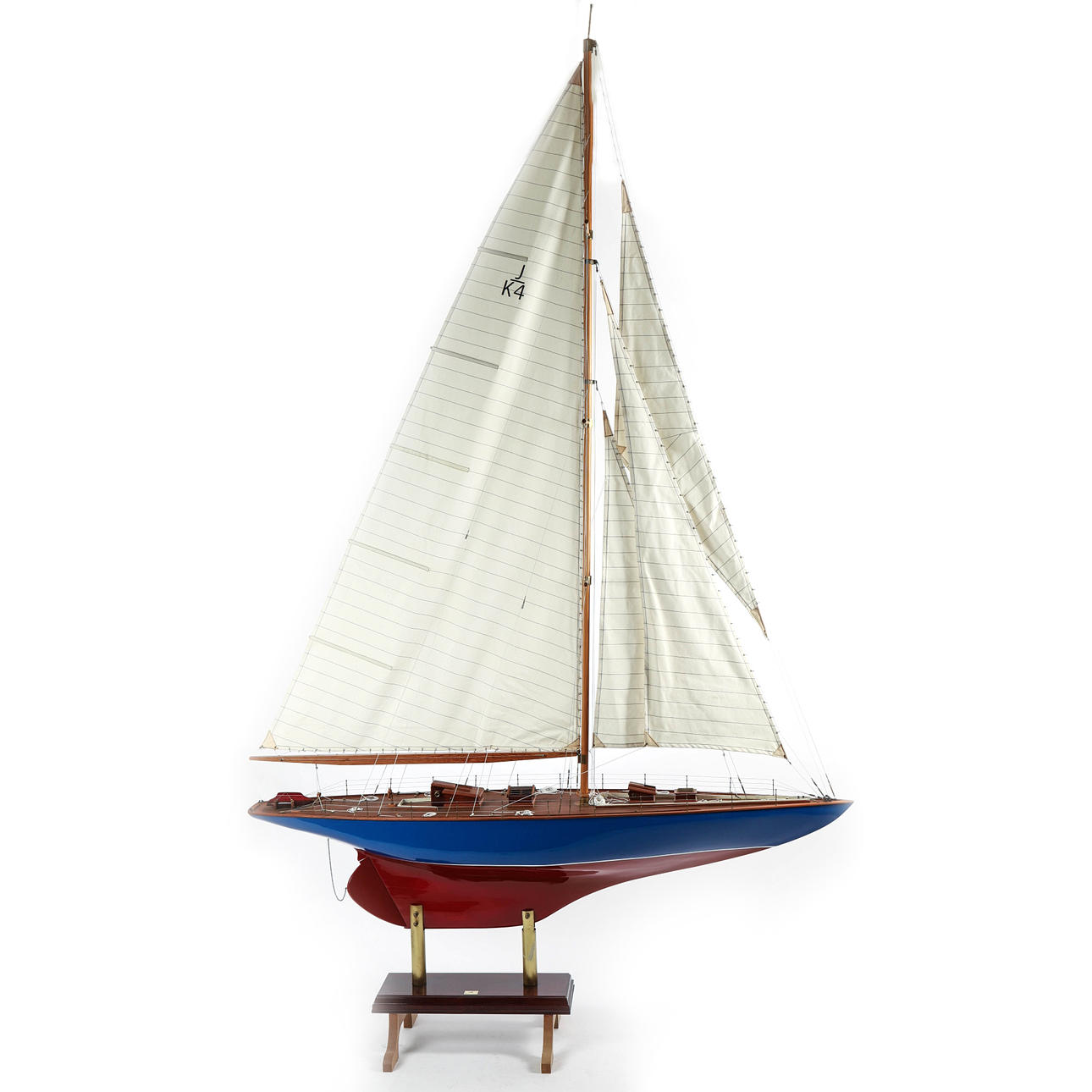 LARGE MODEL SAILING BOAT, "Endeavour", scale 1:20, J-boat, built by model boat builder Kent Holmberg (Höllviken) approx. 2001.
