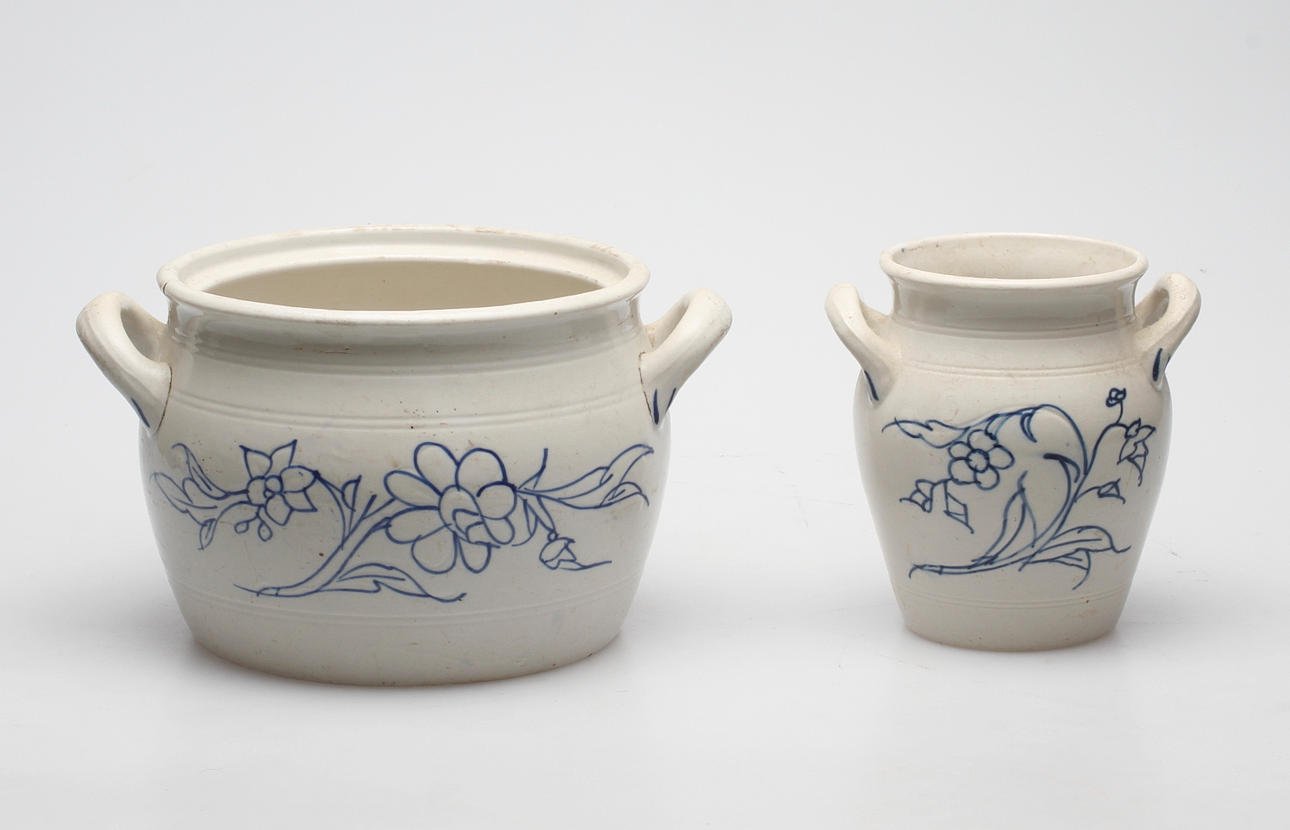 KRUKOR, 2 st, stenmassa, Rörstrand.