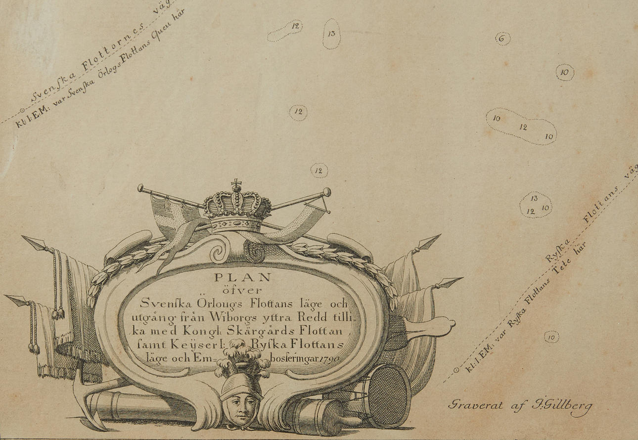 MAP, Gustaf af Klint, Plano de ubicación de la flota sueca de Orloug y ...