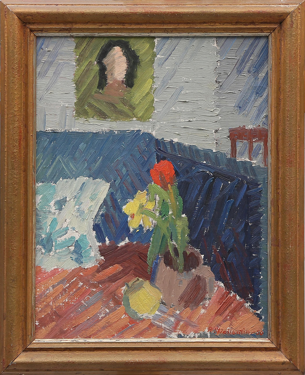RAYMOND WALLENTIN. OIL on Board, signed, 1950.