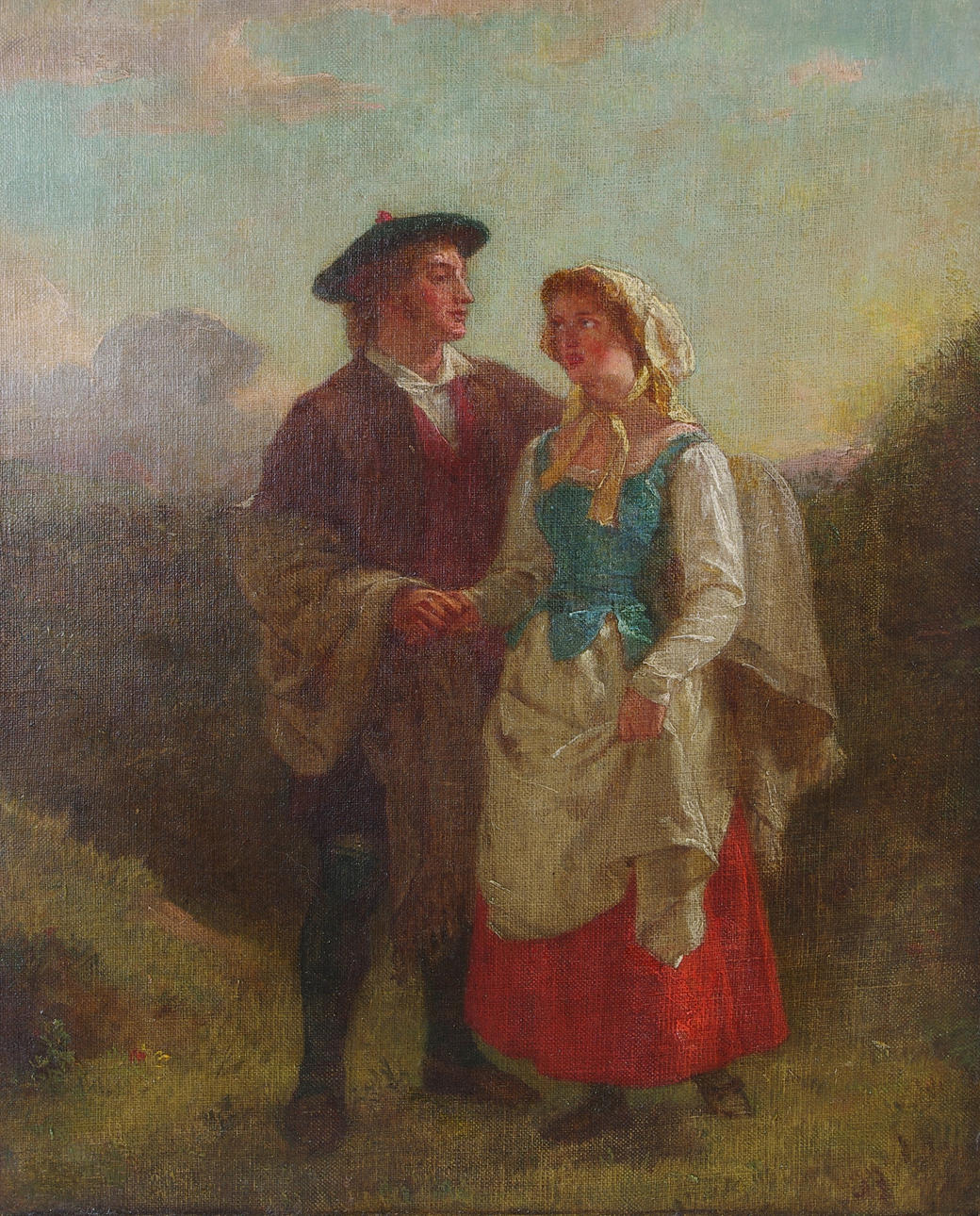 ALEXANDER JOHNSTON. "In the Glooming", olja på duk, 1800-tal, otydligt monogramsignerad.