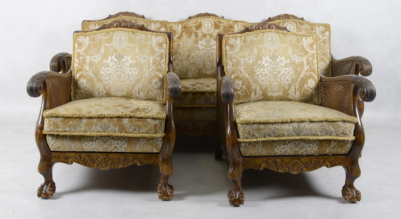 SOFFGRUPP, 5 delar, chippendalestil, 1900-talets mitt.