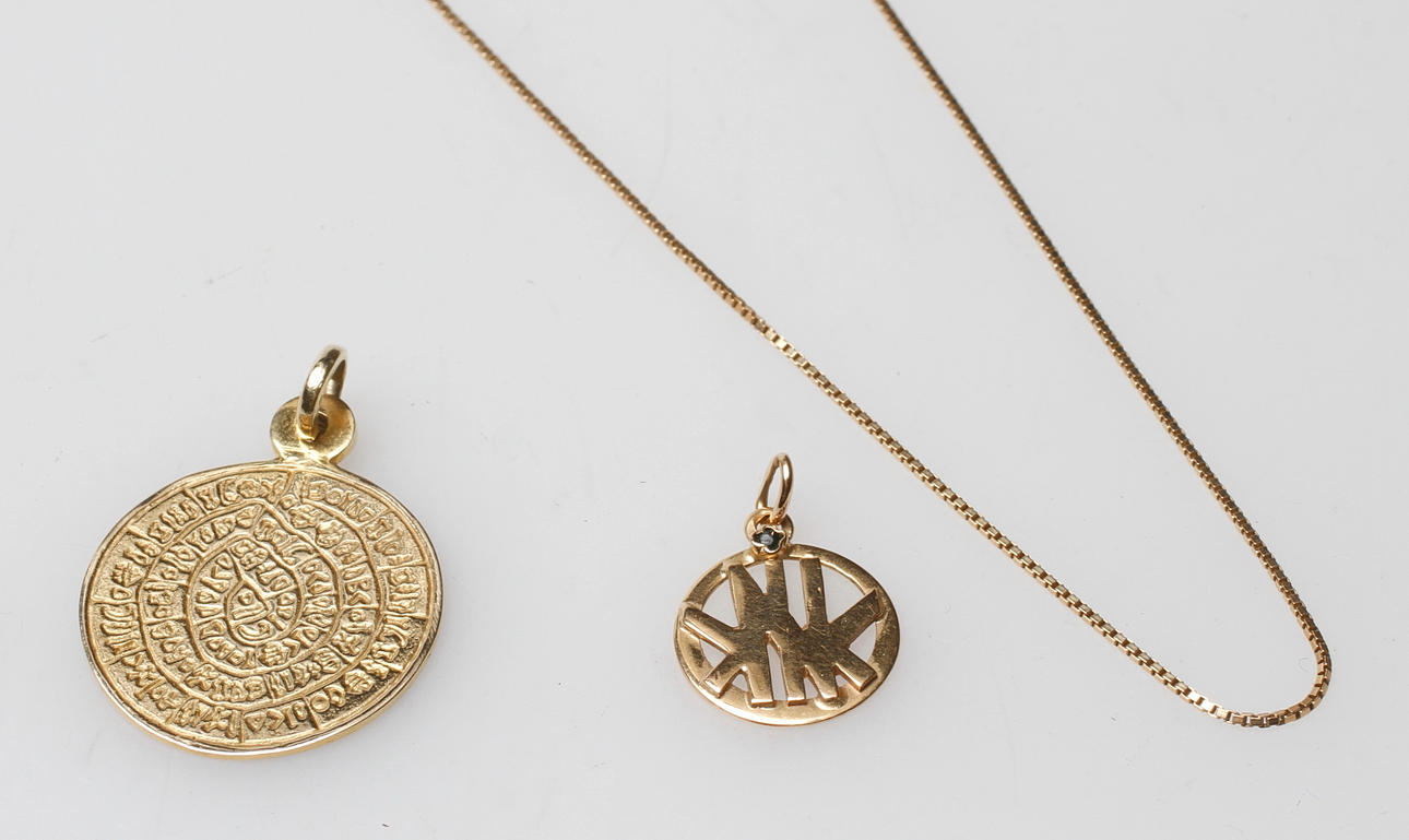 HALSSMYCKE och HÄNGE, 14-18k, vikt ca. 7,2 gram.