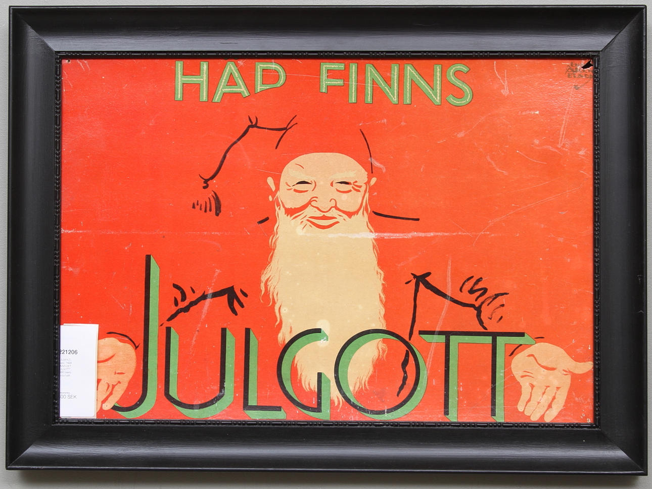 JULSKYLT, papp, "HÄR FINNS DET JULGOTT", 1900-talets första hälft.