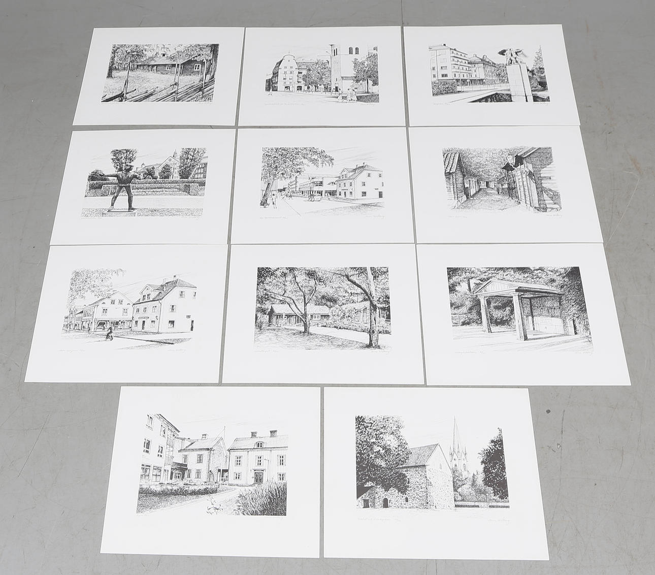 LINKÖPINGSBILDER, litografier, 11 delar, Arne Widberg, signerade och numrerade.
