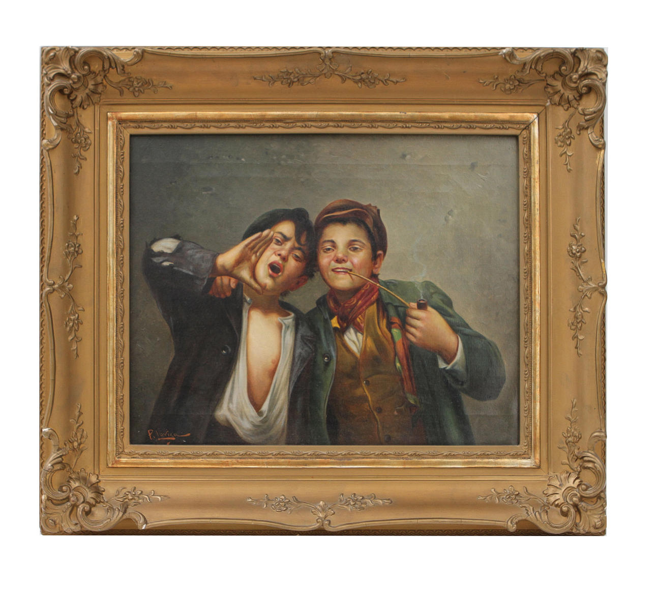 P LOVISA. Olja på duk, signerad.