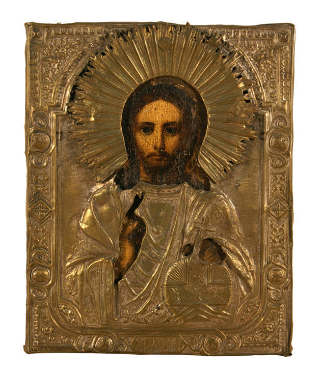 IKON med mässingsoklad. Ryssland, 1900-tal.