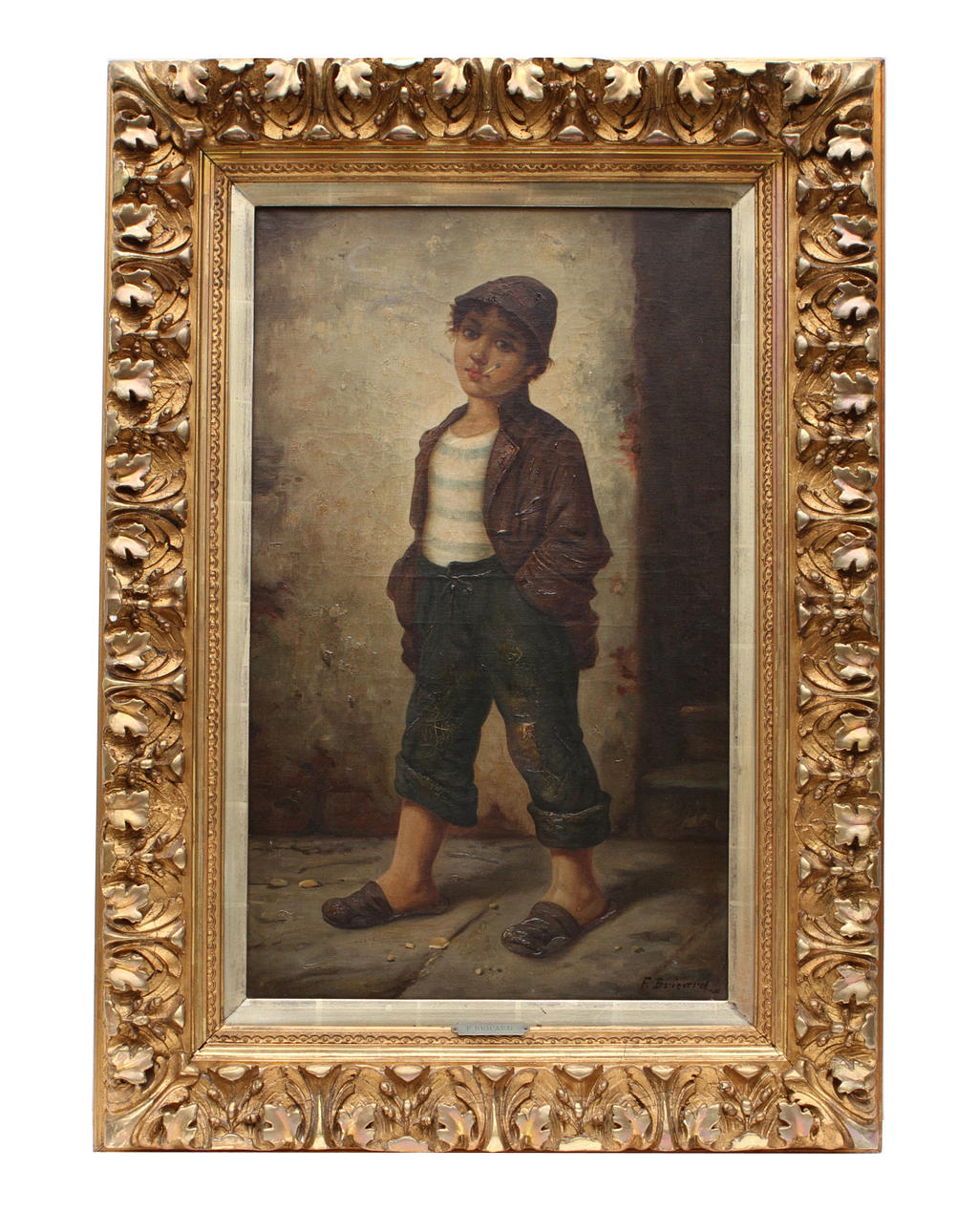 FRANCOIS BRICARD. Olja på duk, signerad. "Der kleine raucher".