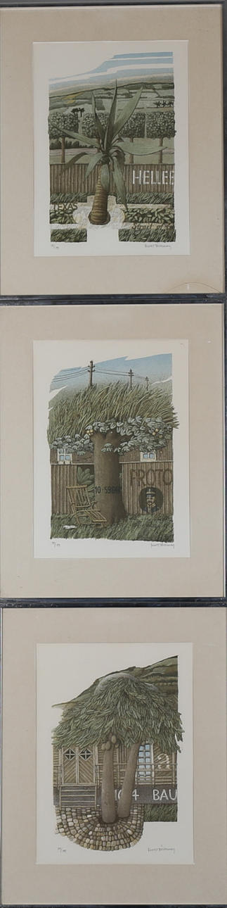 BENGT BÖCKMAN. Färglitografier. 3 st. Signerade och numrerade 139/199.