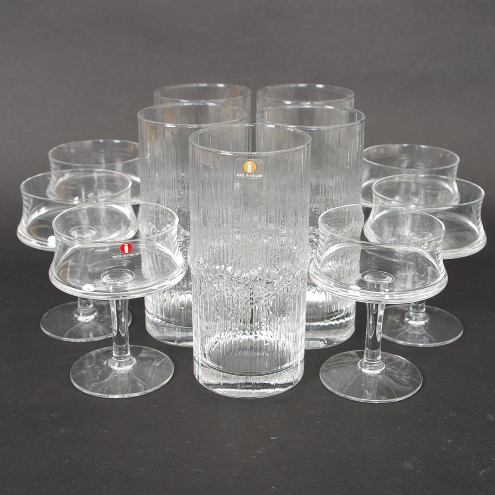 5 GROGGLAS SAMT 6 LIKÖRGLAS, Iittala.