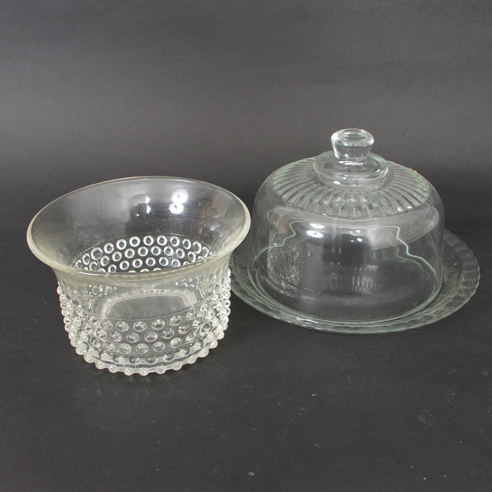 OSTKUPA SAMT SKÅL, pressglas, "Nyppylä"/"Krokus", Saara Hopea, Nuutajärvi.