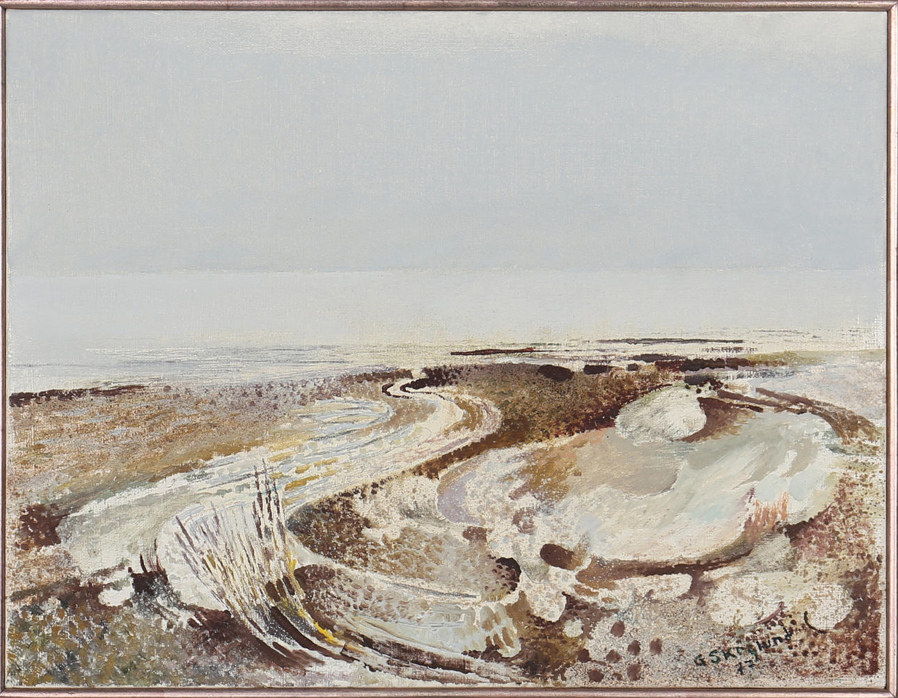 GUSTAV SKOGLUND. Olja på duk. "Vintergrått hav" Signerad G Skoglund. Daterad 77.