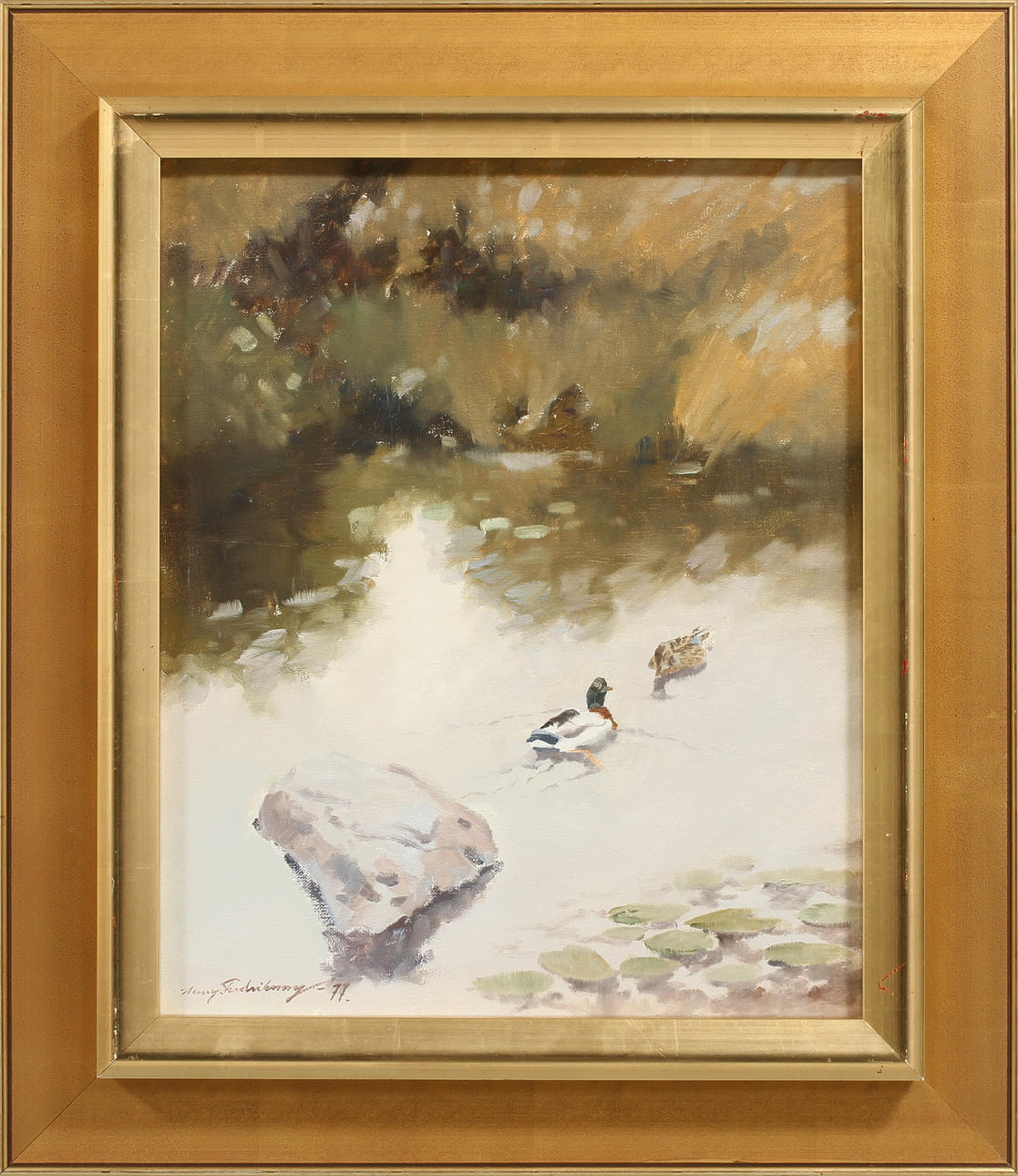 HENRY FREDRIKSSON. Änder, Olja på duk, signerad och daterad -77.