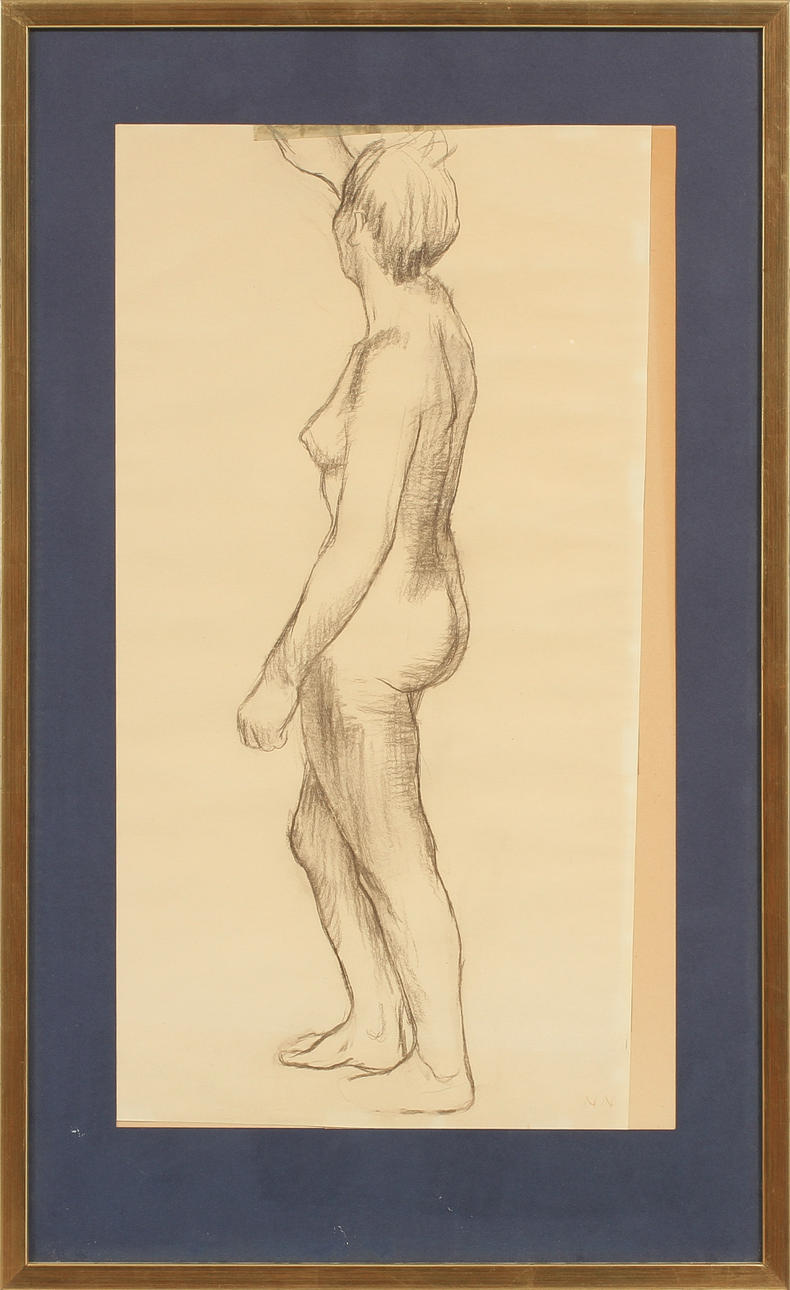 NILS NILSSON. Kolteckning, monogramsignerad.